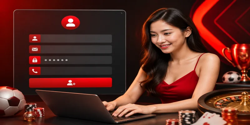 Giao diện biểu mẫu đăng ký red88 tối giản giúp người chơi dễ dàng thực hiện thao tác thiết lập tài khoản trong 1 phút.