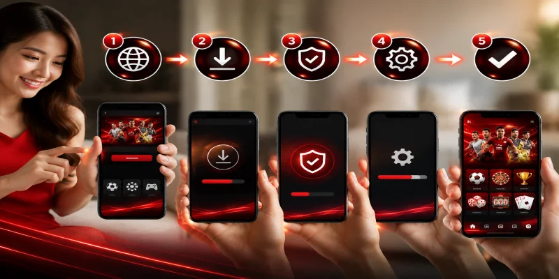 Giao diện các bước tải app red88 an toàn trên thiết bị di động thông minh