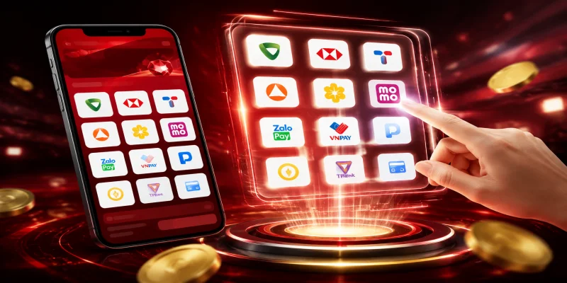 Giao diện các cổng thanh toán hỗ trợ nạp tiền red88 nhanh chóng và an toàn