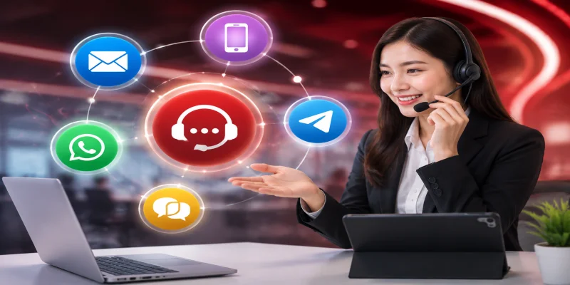 Giao diện các kênh liên hệ RED88 trực tuyến hỗ trợ người chơi 24/7