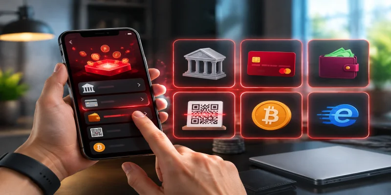 Giao diện lựa chọn các phương thức thanh toán khi thực hiện rút tiền red88 trực tuyến