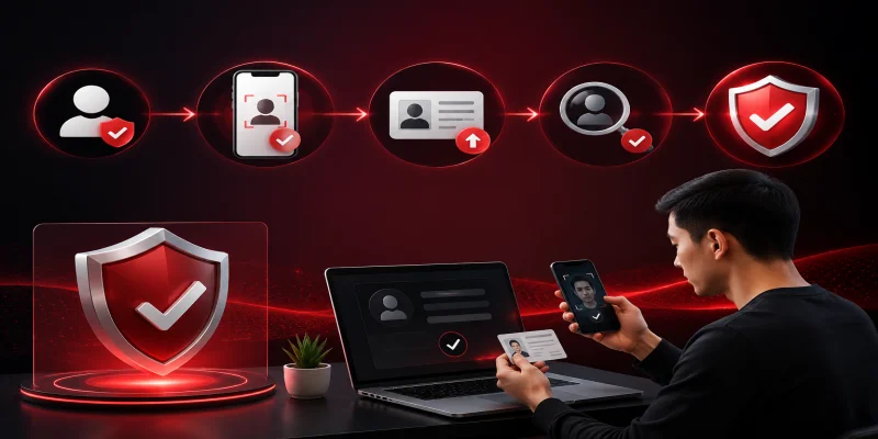 Sơ đồ quy trình xác minh tài khoản theo đúng điều khoản red88 tại hệ thống cá cược